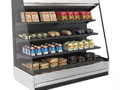 Commercial Display Refrigerator With Multiple Shelves For Packaged Foods Beverages And Sandwiches 3d model