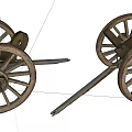 Historical Cannons With Large Wooden Wheels And Metal Barrels As Ancient Weapons
