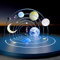 Outdoor Decorative Lights With Arched Design Planets Moon Stars And Circular Platform
