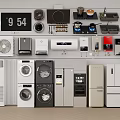 Essential Modern Household Appliances Wall Display Including Refrigerator Washing Machine And Air Conditioner