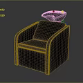 Black Leather Barber Chair With Armrests And Shampoo Basin On Top