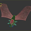 3D Rendered Biomechanical Creature With Net Like Wings And Central Yellow Section