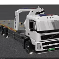 White Volvo Road Rescue Tow Truck With Flatbed And Blue Red Emergency Lights
