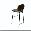 Modern Bar Stools With Black Frame Gray Cushion And Round Backrest 3d model