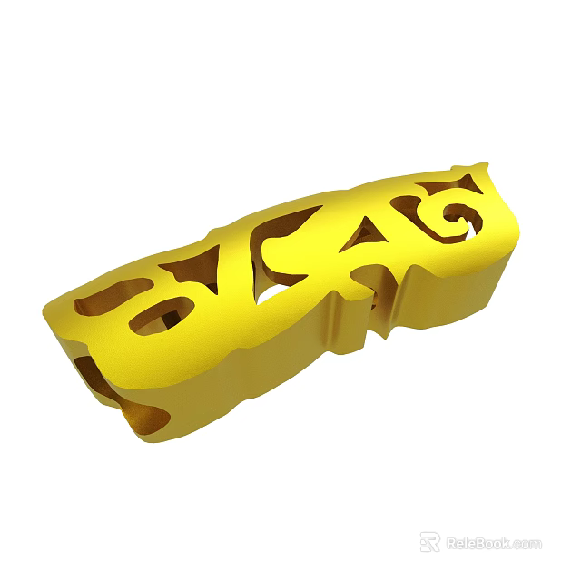 Yellow Carved Decorative Strip With Intricate Hollow Patterns For Home Decor 3d model 