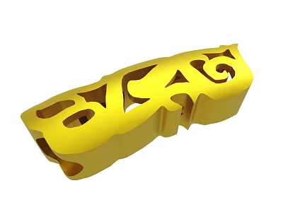 Yellow Carved Decorative Strip With Intricate Hollow Patterns For Home Decor 3d model