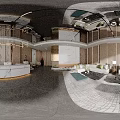 Hotel Lobby Interior Design With White Sofas Green Cushions And Marble Walls