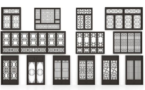 new chinese style window lattice window 3d model