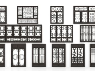 new chinese style window lattice window 3d model