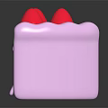 Layered Cake with Pink Frosting and Red Strawberry Toppings Yellow and Pink Layers