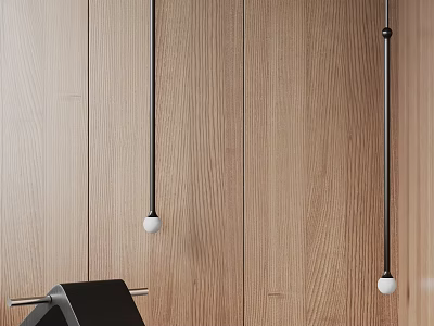 Modern Wall Lamp Design With Black Pole And White Globe On Wooden Wall 3d model