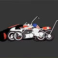 Different Style Motorcycles in Red Black White Colors Showcased in Modern Design
