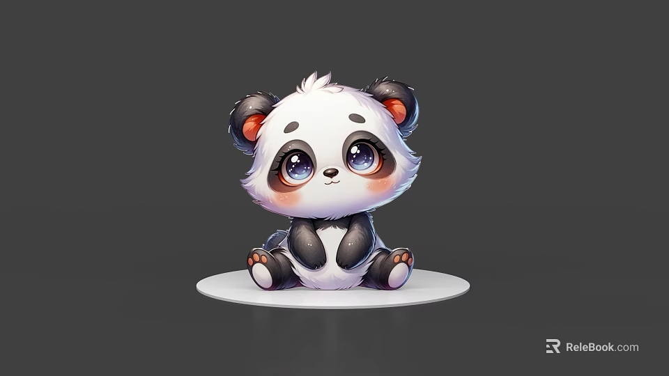 Cute Reptile Plush Toy With Big Eyes Sitting On White Circular Base 3d model 