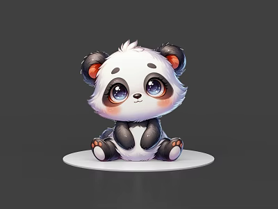 Cute Reptile Plush Toy With Big Eyes Sitting On White Circular Base 3d model