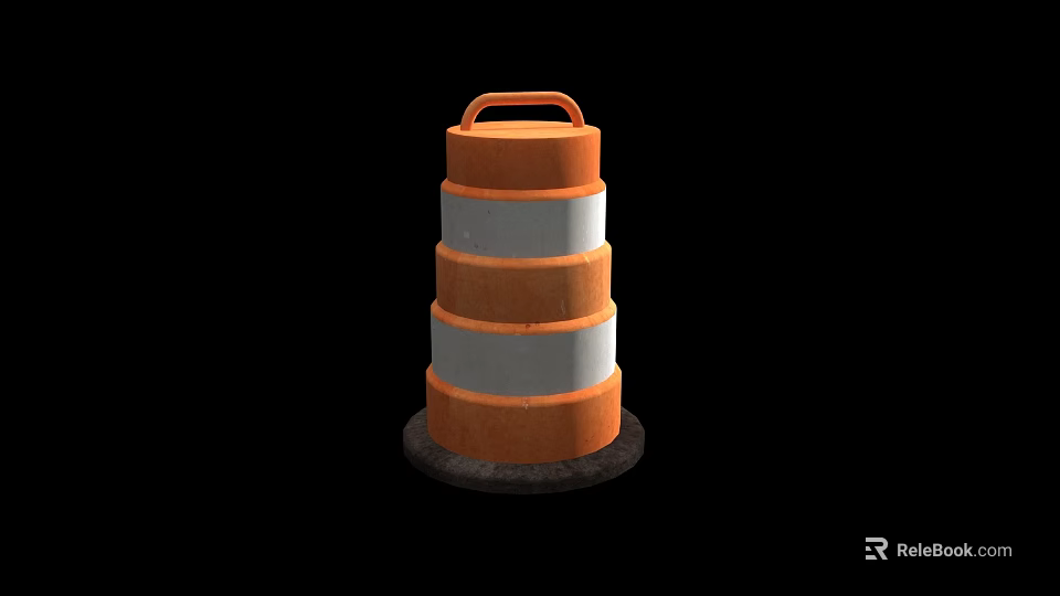 Orange And White Striped Traffic Cone For Public Road Safety Equipment 3d model 