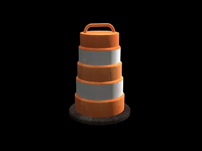 Orange And White Striped Traffic Cone For Public Road Safety Equipment 3d model