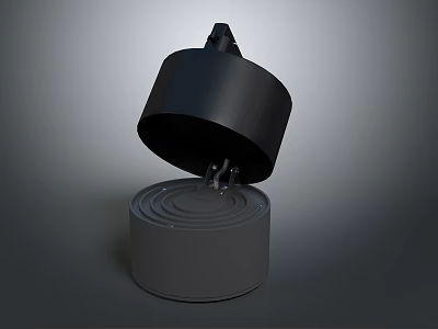 Black Industrial Equipment With Open Lid And Gray Spiral Base Structure 3d model
