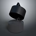 Black Industrial Equipment With Open Lid And Gray Spiral Base Structure 3d model