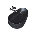 Modern Black And Beige Oval Countertop Washbasin With Faucet Design