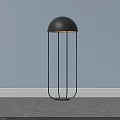Modern Minimalist Floor Lamp Black Shade Metal Frame Warm Glow Gray Wall Carpet