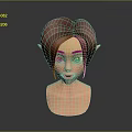 3D Modeled Elf Like Character With Brown Hair Blue Eyes And Pointed Ears Head Portrait