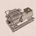 Industrial Mechanical Device Featuring Motor Pipes Warning Sign And Metal Base