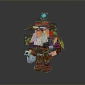 Pixel Art Train Creation With Red Hat And White Beard Character In Game Style Design