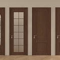 American style single door solid wood single door glass door 3d model