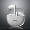 MOREK White Wireless Earbuds With Modern Sleek Portable Charging Case Design 3d model