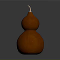 Decorative Orange Gourd With Two Spherical Sections And Small Curved Stem On Gray Background
