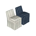 Navy Blue and Off White Striped Upholstered Dining Chairs with Elegant Classic Design