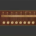 Wooden Box Organizer With Multiple Round Dials Numeric Indicators And Labeled Sections