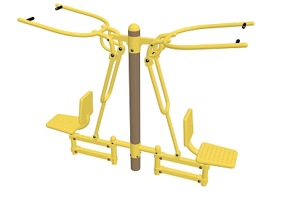Yellow Dual Seated Outdoor Sports Equipment With Handles And Metal Frame 3d model