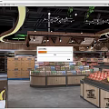 Well Arranged Supermarket Interior With Shelves Displaying Fruits Beverages And Packaged Goods