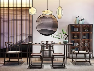 New Chinese Tea Table and Chair 3d model