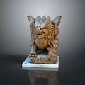 Traditional Stone Lion Statue With Carved Mane And Claws On Marble Base