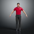 Men's Casual Fashion Outfit With Red Polo Shirt And Gray Pants