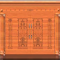 Elegant Wooden Double Doors With Intricate Carved Patterns And Decorative Columns Design