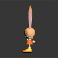 Cartoon Rabbit Character With Long Orange Ears White Gloves Orange Bow Tie And Yellow Shoes