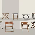 Modern Folding Mazar Round Stool Square Stool 3d model