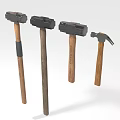 Different Types of Hardware Hammers With Wooden Handles and Steel Heads