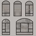 modern casement window arched window floor to ceiling window broken bridge aluminum window 3d model