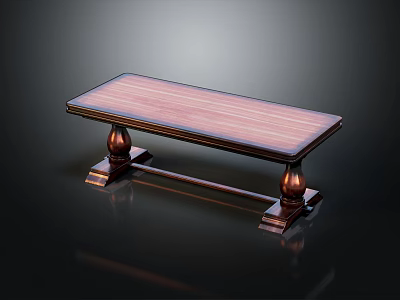 Classic Wooden Coffee Table With Carved Legs Smooth Surface And Elegant Design 3d model