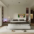 Modern Bedroom Interior Design With Comfortable Bed Decorative Artwork And Soft Lighting