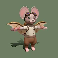 Cartoon Mouse Anthropomorphic Mouse Steampunk Style Flying Mouse Cartoon Animal Anime Mouse Anthropomorphic Animal Cartoon Bat 3d model