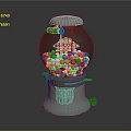 Vintage Light Green Gumball Machine With Transparent Globe And Colorful Gum Balls