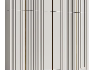 Elegant Gray Decorative Wall Panels With Vertical Stripes And Intricate Moldings 3d model