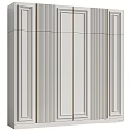 Elegant Gray Decorative Wall Panels With Vertical Stripes And Intricate Moldings