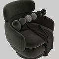 Modern Light Gray Single Sofa with Swivel Base Blanket Pillows and Color Swatches