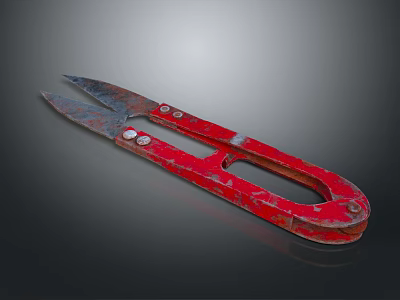 Durable Hardware Tool Red Handle Scissors With Sharp Blades For Cutting Tasks 3d model